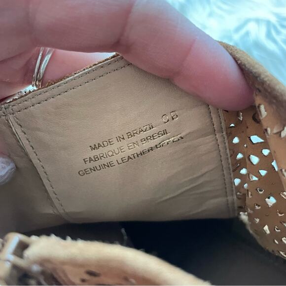 Anthropologie | Miss Albright Cottage Laser Cut Lace Ankle Booties Boots Brown 9 - Picture 12 of 12